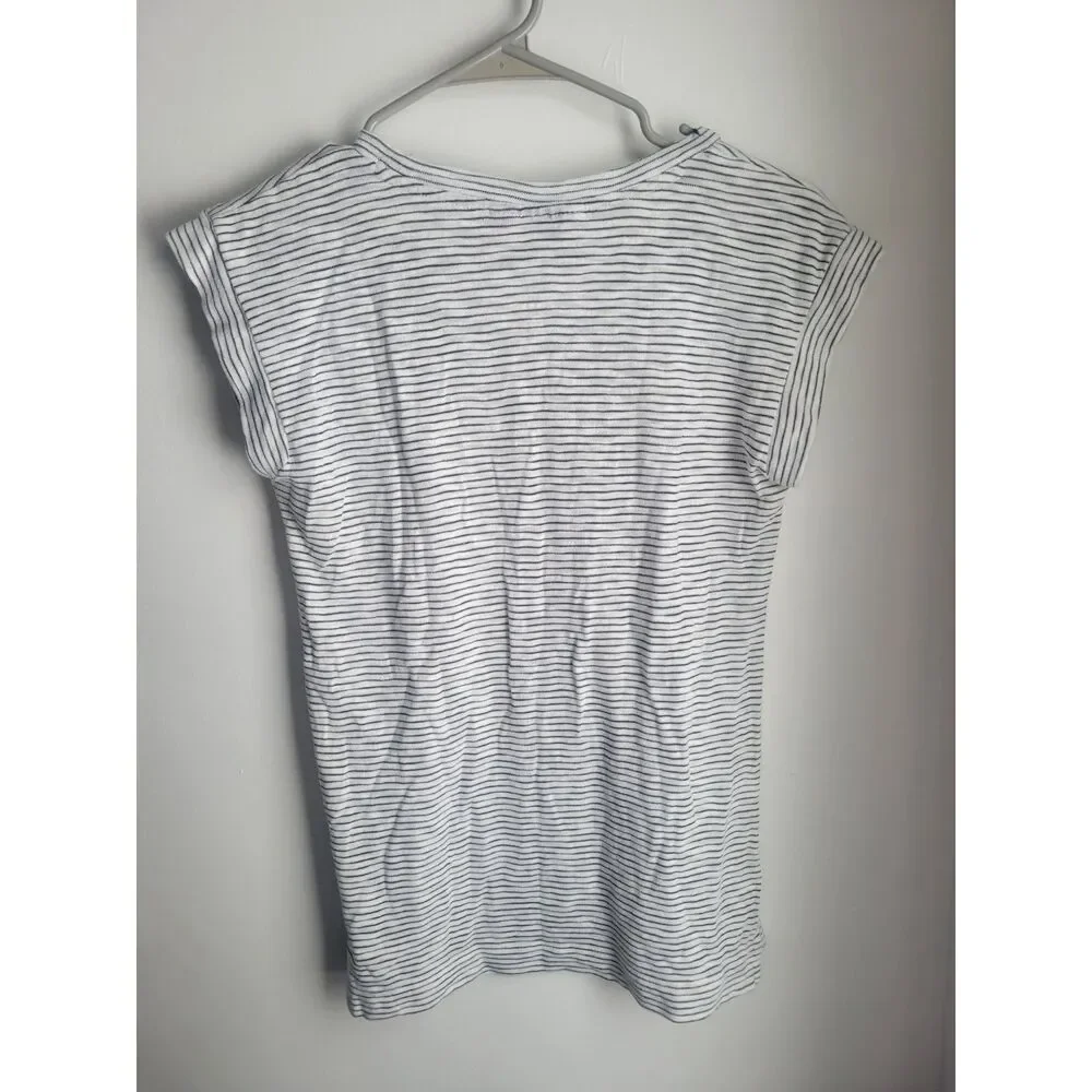 Ann Taylor LOFT Striped Black White Shirt Extra Small XS